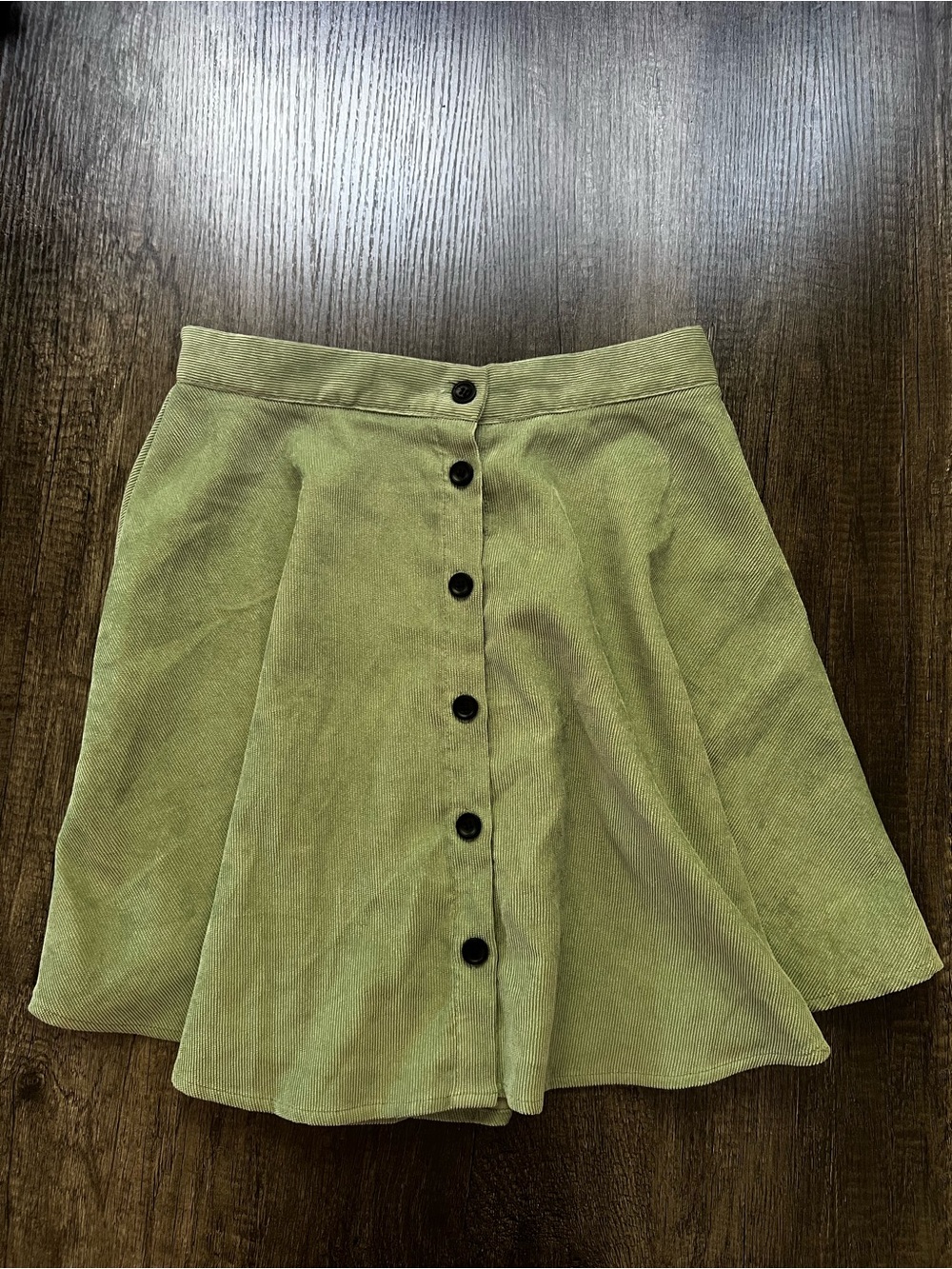 SHEIN Olive Green Button-Front Skater Skirt